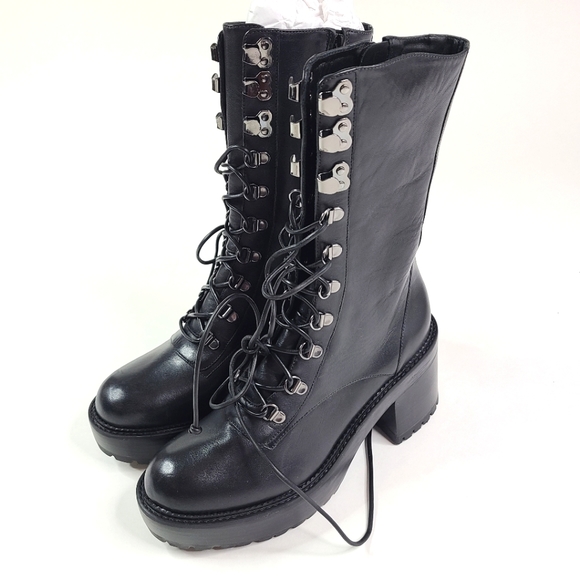 DUNDAS x Revolve Black Camila Combat Boots sz 7.5 - Picture 1 of 4